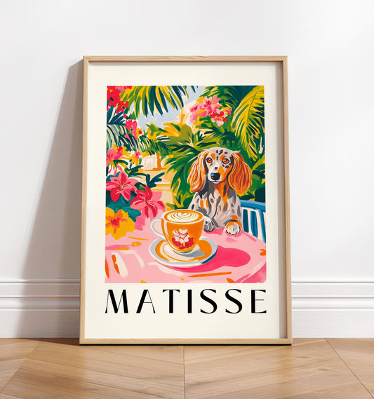 Dachshund Coffee Print: Matisse Style Kitchen Wall Art