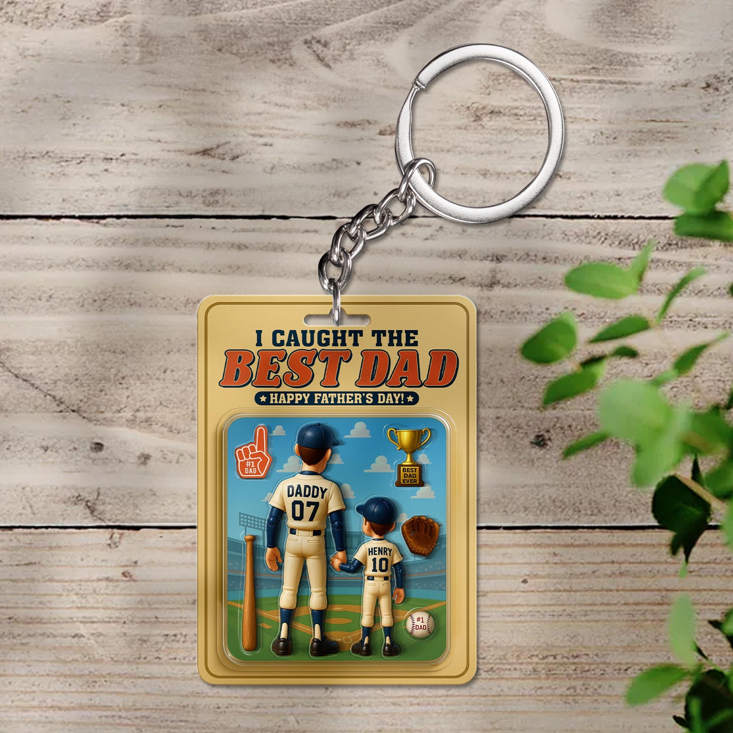 Personalized I Caught the Best Dad Baseball Acrylic Plaque – Custom Father’s Day Gift for Dad, Husband, Grandpa, Pop, Acrylic Block Plaque