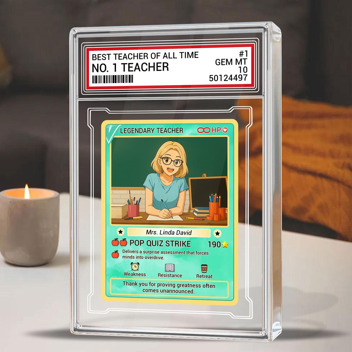 Custom photo Teacher Trading Style Acrylic Block, Back to School Teacher Gift, Teacher Appreciation Card, Personalized Desk Acrylic Plaque