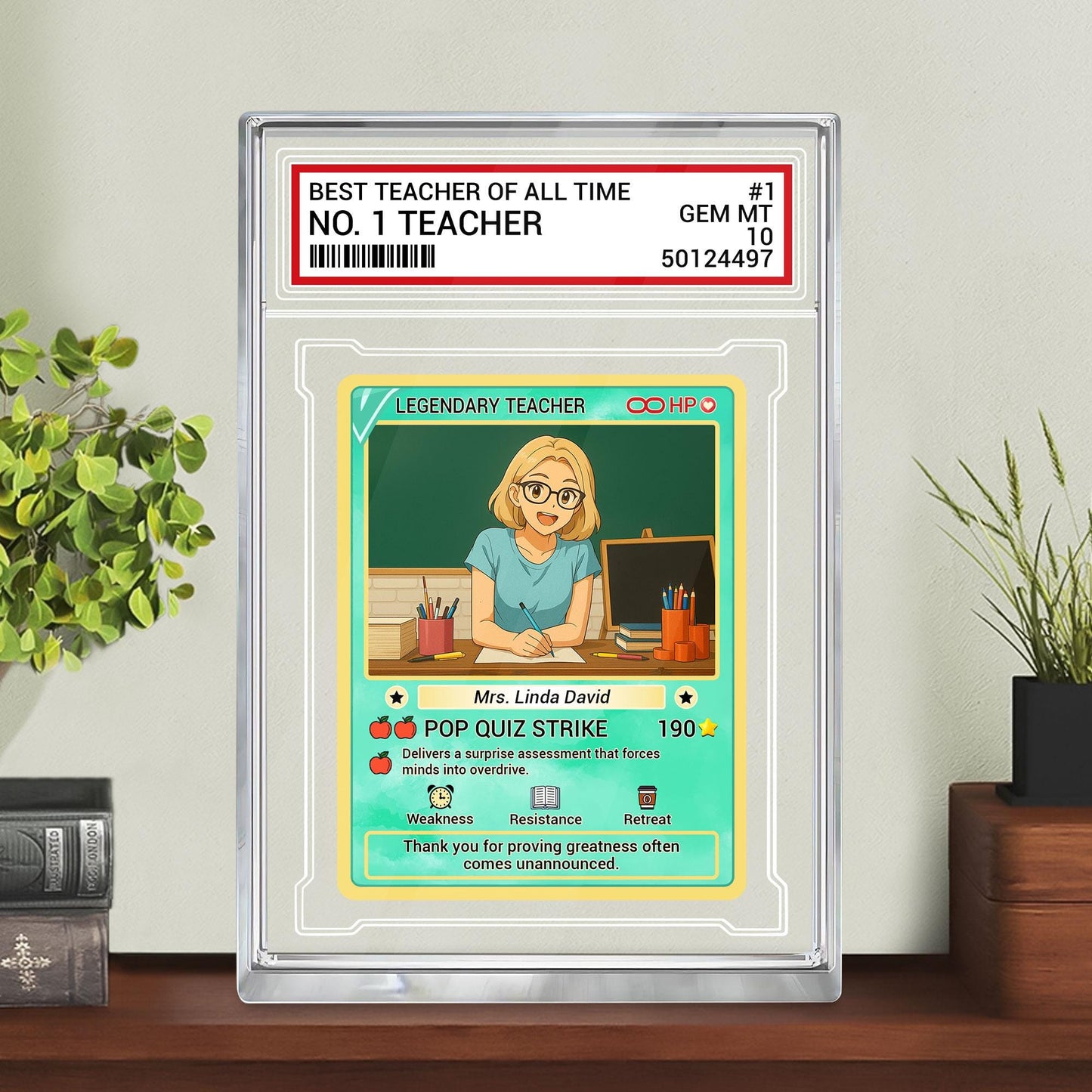 Custom photo Teacher Trading Style Acrylic Block, Back to School Teacher Gift, Teacher Appreciation Card, Personalized Desk Acrylic Plaque