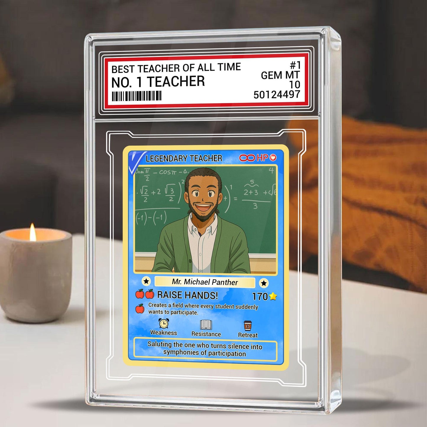 Trading Card Style Custom Photo Acrylic Block, Back to School Teacher Gift, Legendary Teacher Desk Card, Personalized Plaque Keepsake