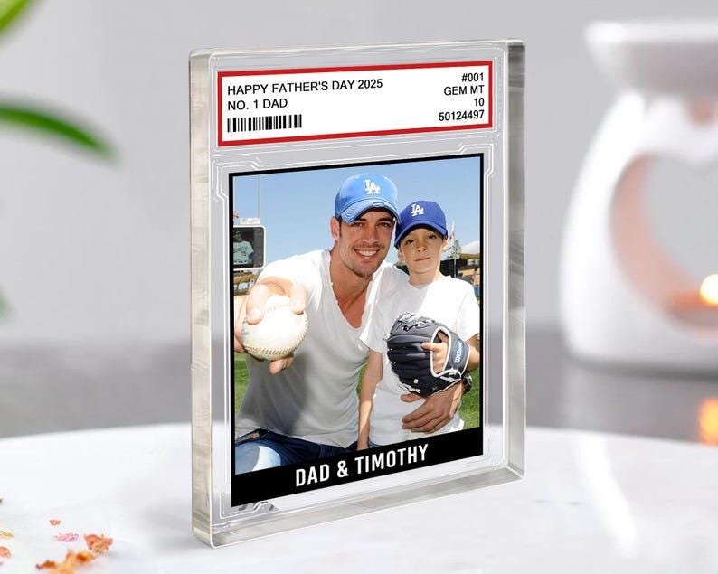 Personalized Father's Day Gift For Dad, Trading Card Style Acrylic Block, Baseball Dad Gift, Custom Photo Acylic Block, Gift For Husband