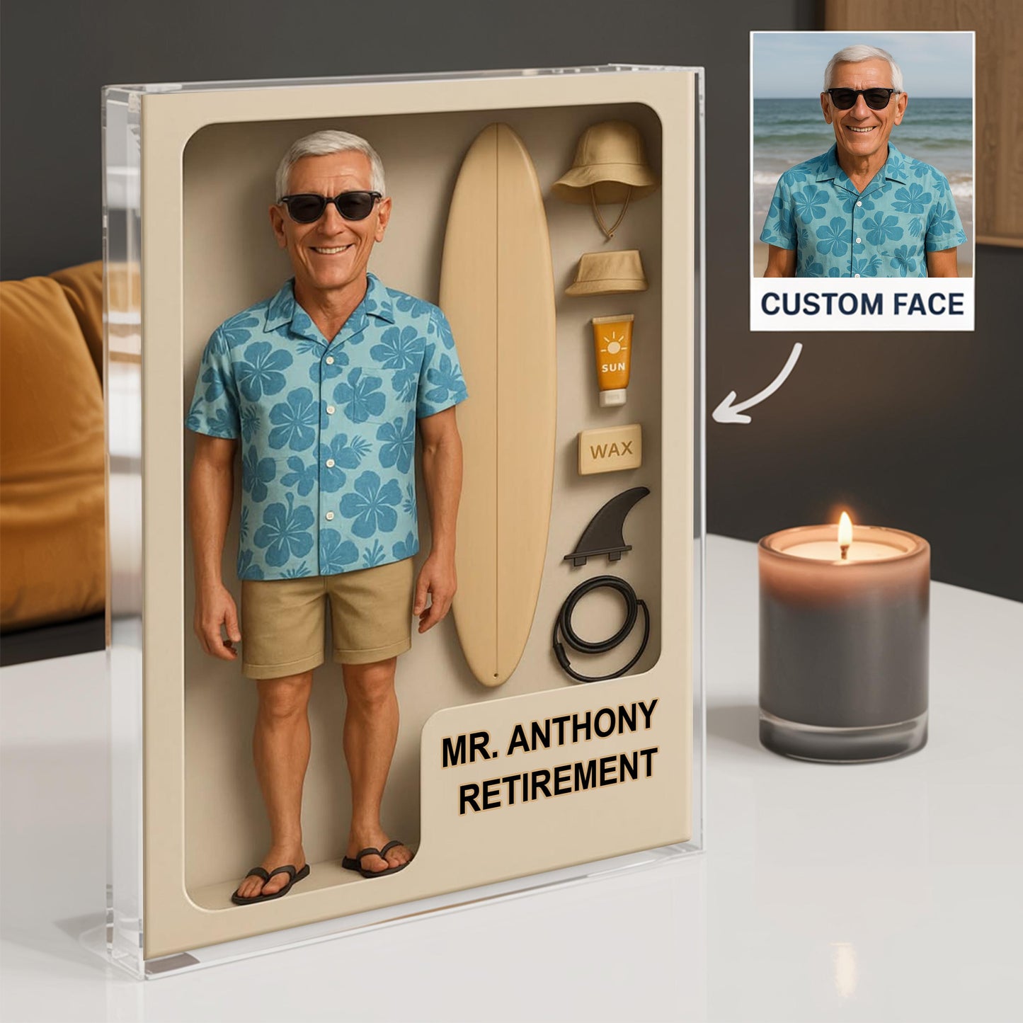 Custom Retirement Action Figure Acrylic Block, Congratulation Fireman Retired Gifts For Husband, Dad, Custom Photo Retirement Gift