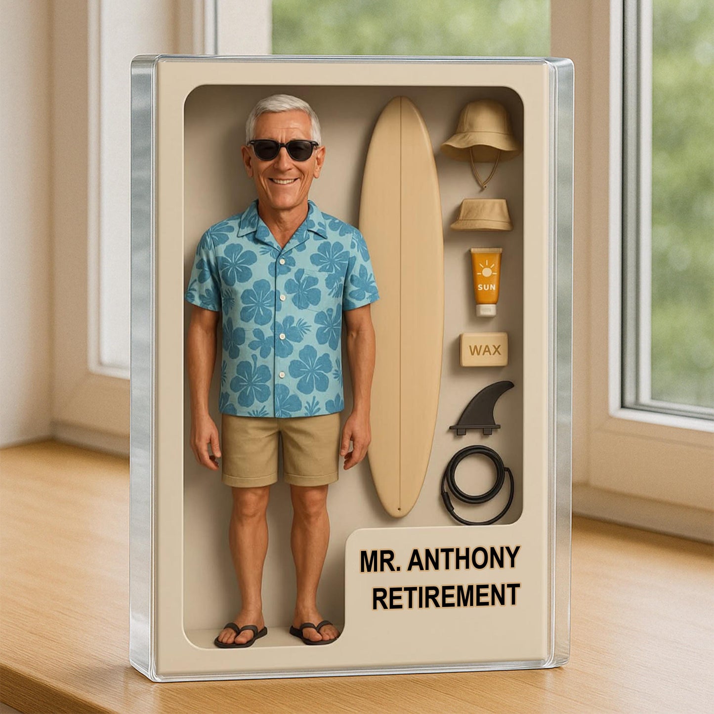 Custom Retirement Action Figure Acrylic Block, Congratulation Fireman Retired Gifts For Husband, Dad, Custom Photo Retirement Gift