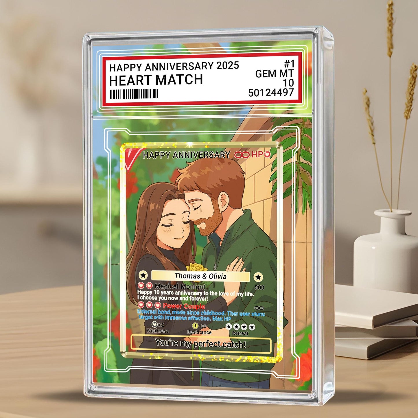 Personalized Pokémo Style Anniversary Gift Acrylic Block, Custom Couple Card From Photo, Cute Romantic Plaque Gift For Wedding, Couple