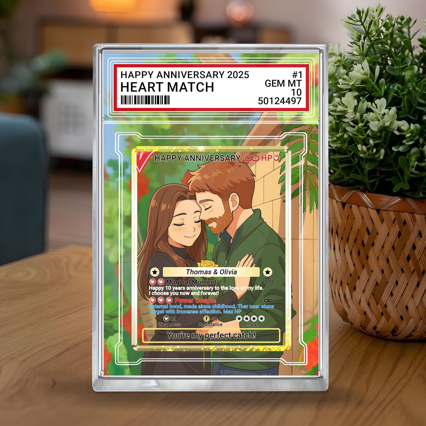 Personalized Pokémo Style Anniversary Gift Acrylic Block, Custom Couple Card From Photo, Cute Romantic Plaque Gift For Wedding, Couple