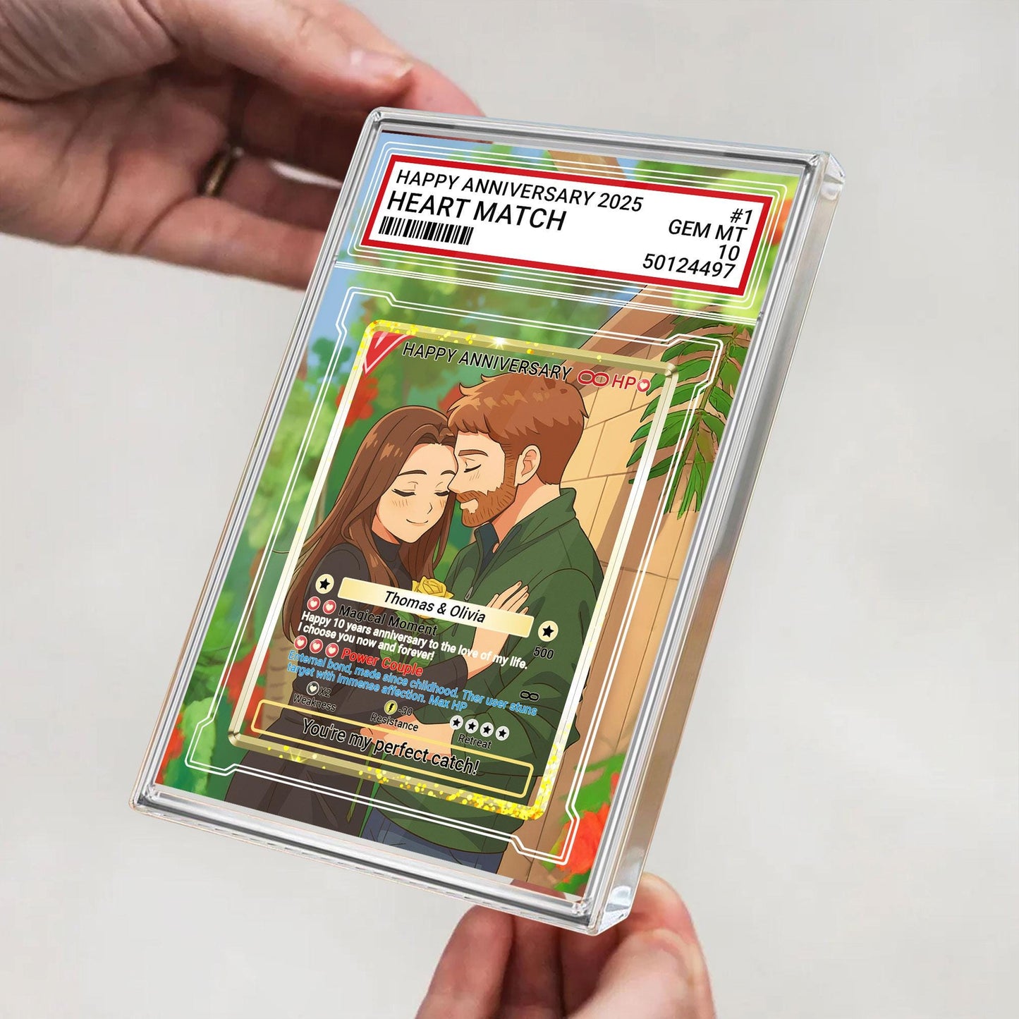 Personalized Pokémo Style Anniversary Gift Acrylic Block, Custom Couple Card From Photo, Cute Romantic Plaque Gift For Wedding, Couple