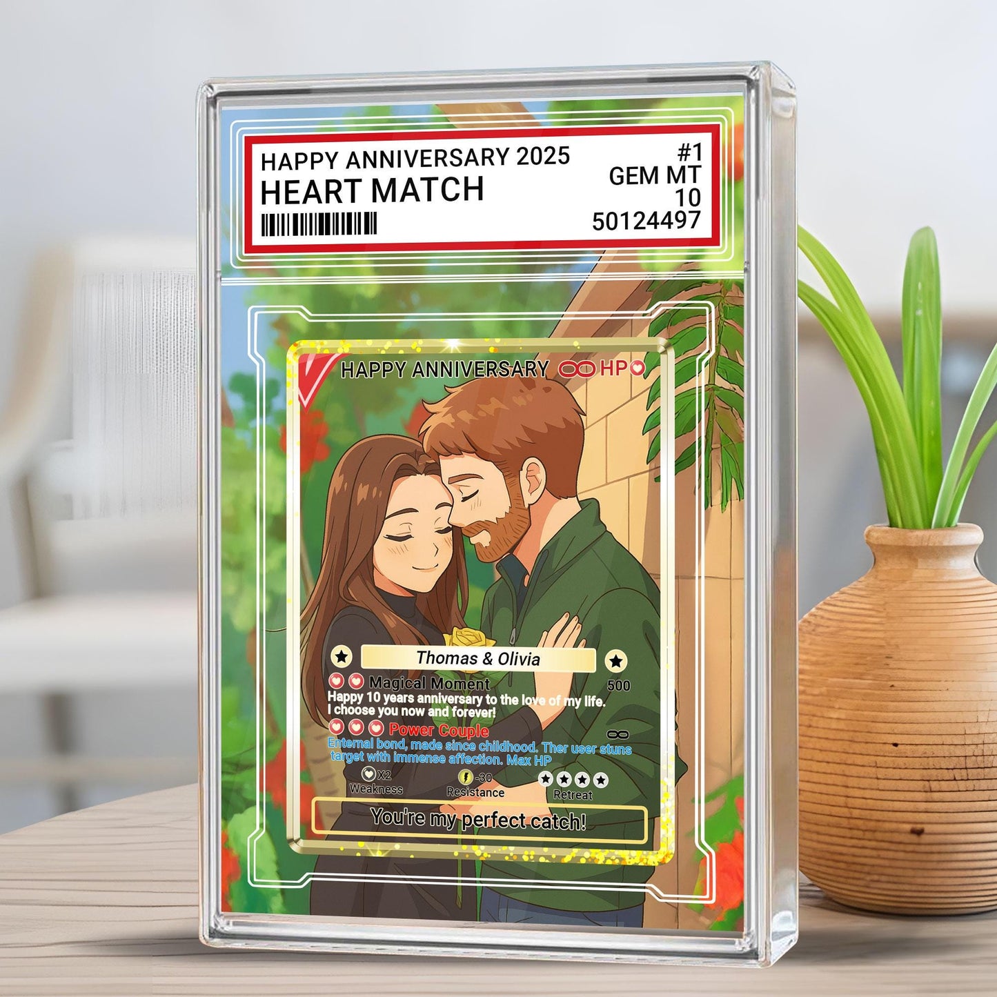 Personalized Pokémo Style Anniversary Gift Acrylic Block, Custom Couple Card From Photo, Cute Romantic Plaque Gift For Wedding, Couple