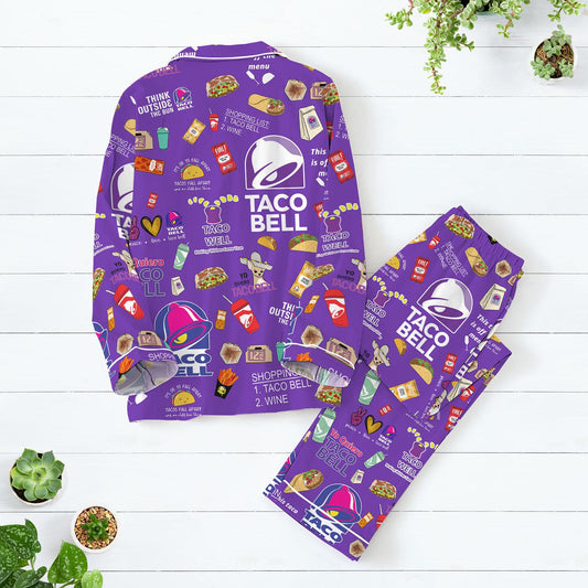 Taco Bell Pajamas Set, Fast Food Women Pajamas, Taco Bell Sauce Sleepwear, Mexican Pyjamas, Burrito Lover Pajamas, Taco Lovers Gifts