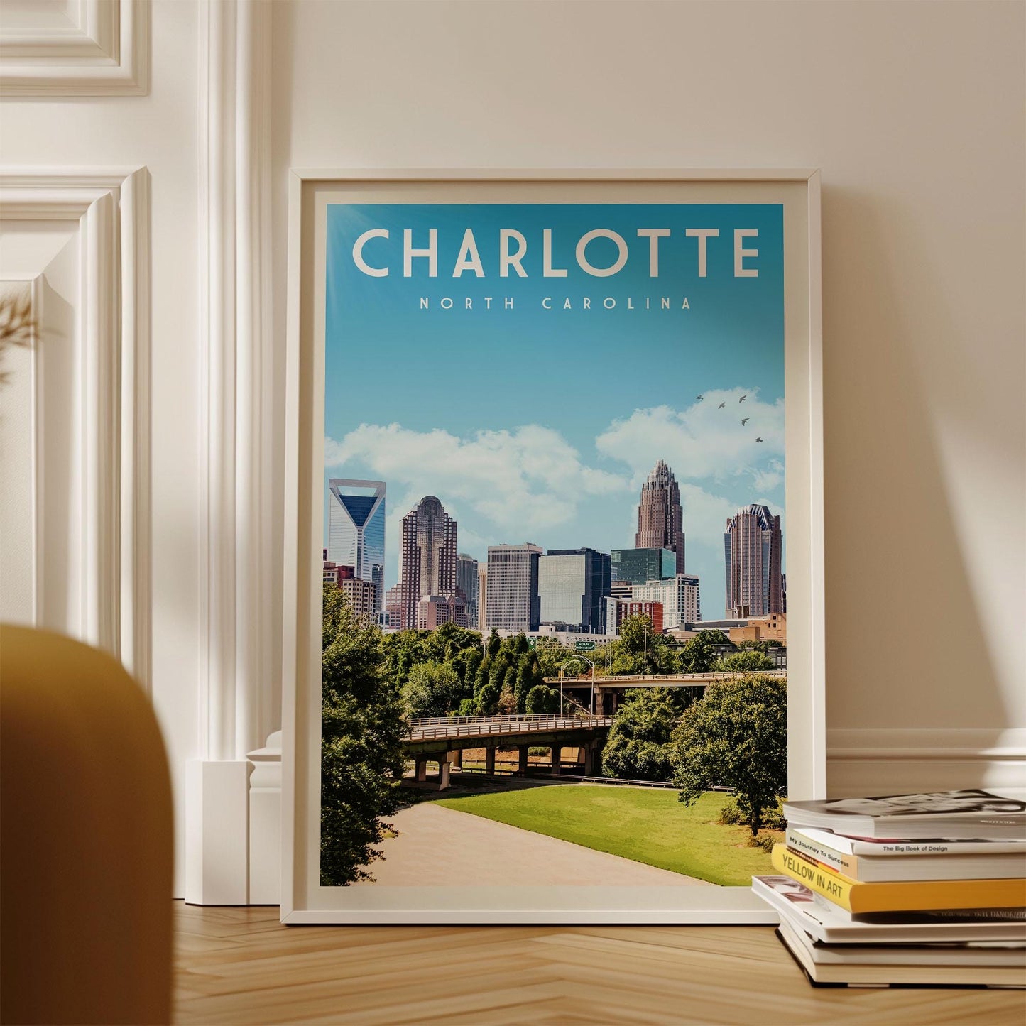 Charlotte Wall Art, Charlotte Art Print, Charlotte NC Travel Poster, North Carolina Decor, Charlotte Skyline, Charlotte Gifts