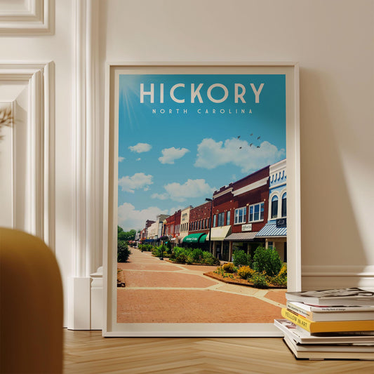 Hickory Poster, Hickory Wall Art Print | Vintage North Carolina Travel Poster | Hickory Print, Housewarming Gift