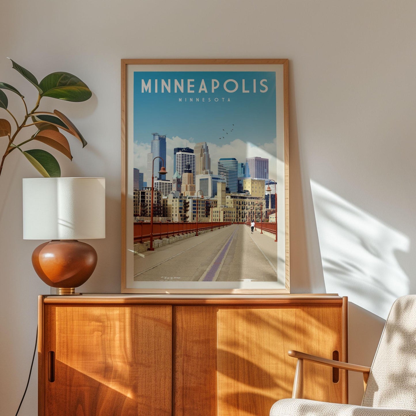 Minneapolis Poster, Minneapolis Framed Print, Minneapolis Wall Art, Minnesota Decor, Minnesota Gift, Minnesota Travel Poster, Minnesota Map