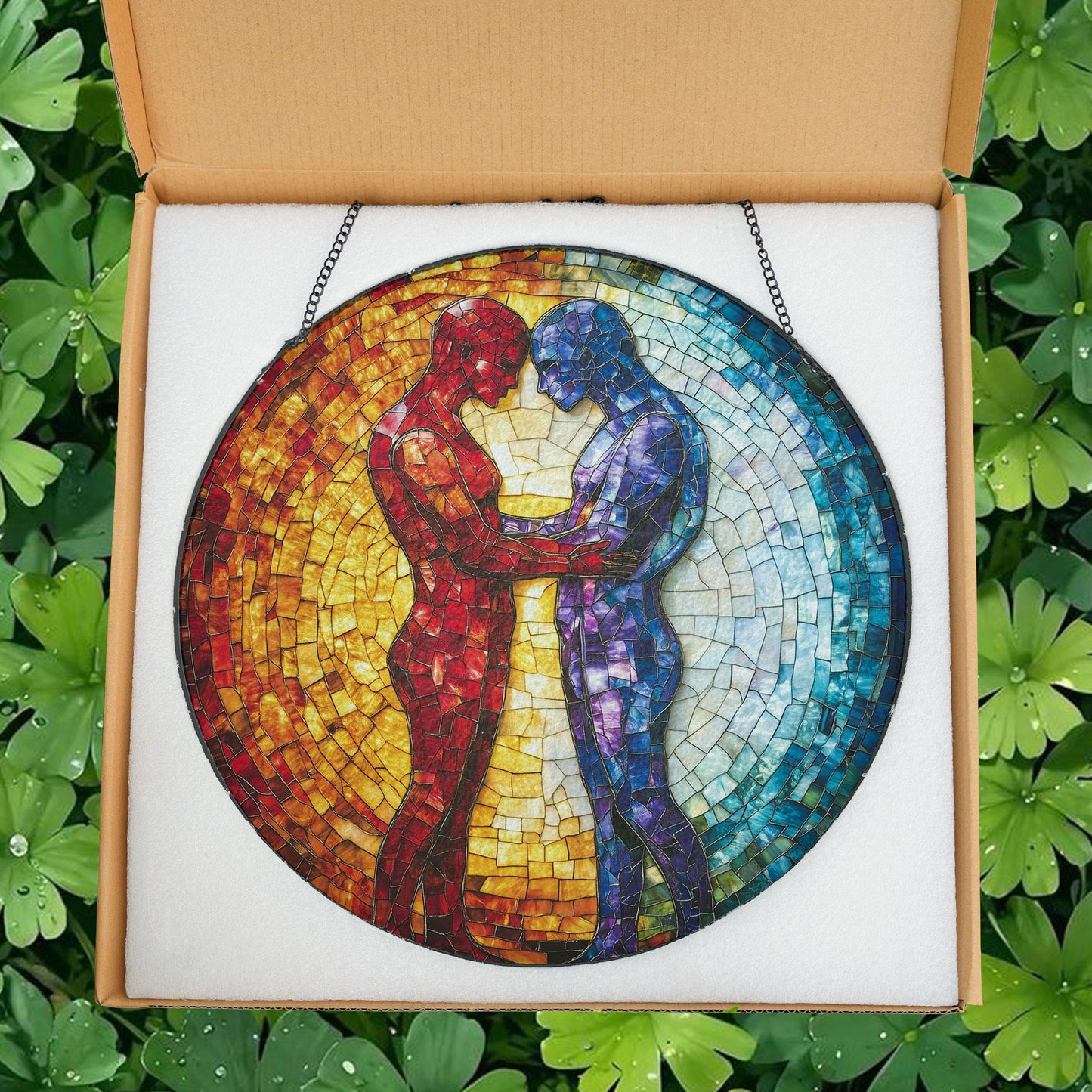 LGBTQ Couple Suncatcher, Gay Couple Silhouette Suncatcher, LGBTQ Sun Catcher, Gay Pride Romantic Decor, Romantic LGBTQ Decor, Wedding Gift