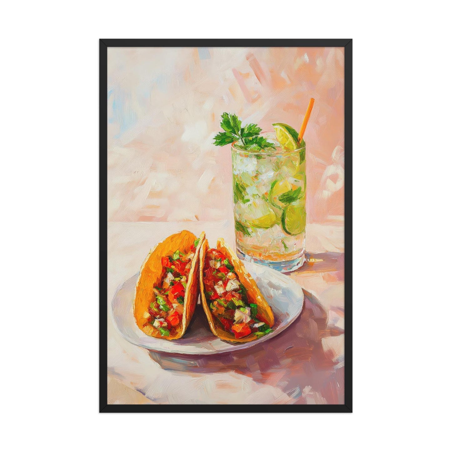 Fish Tacos and Mojito Art Print: Retro Bar Cart Decor