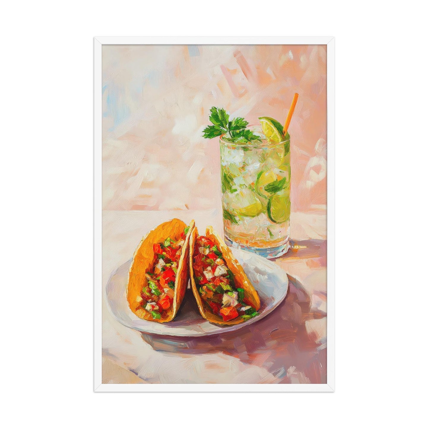 Fish Tacos and Mojito Art Print: Retro Bar Cart Decor