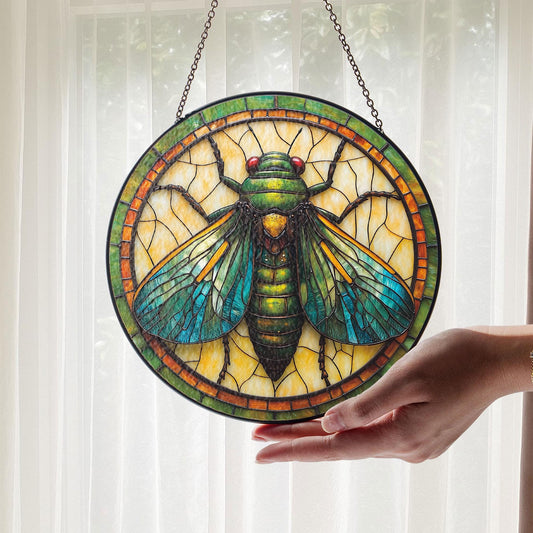 Cicada GLASS Window Decor, Translucent Decor, Insect glass window hanging, cicada vibrant Decor Gift, cicada Suncatcher, Insect lover gift