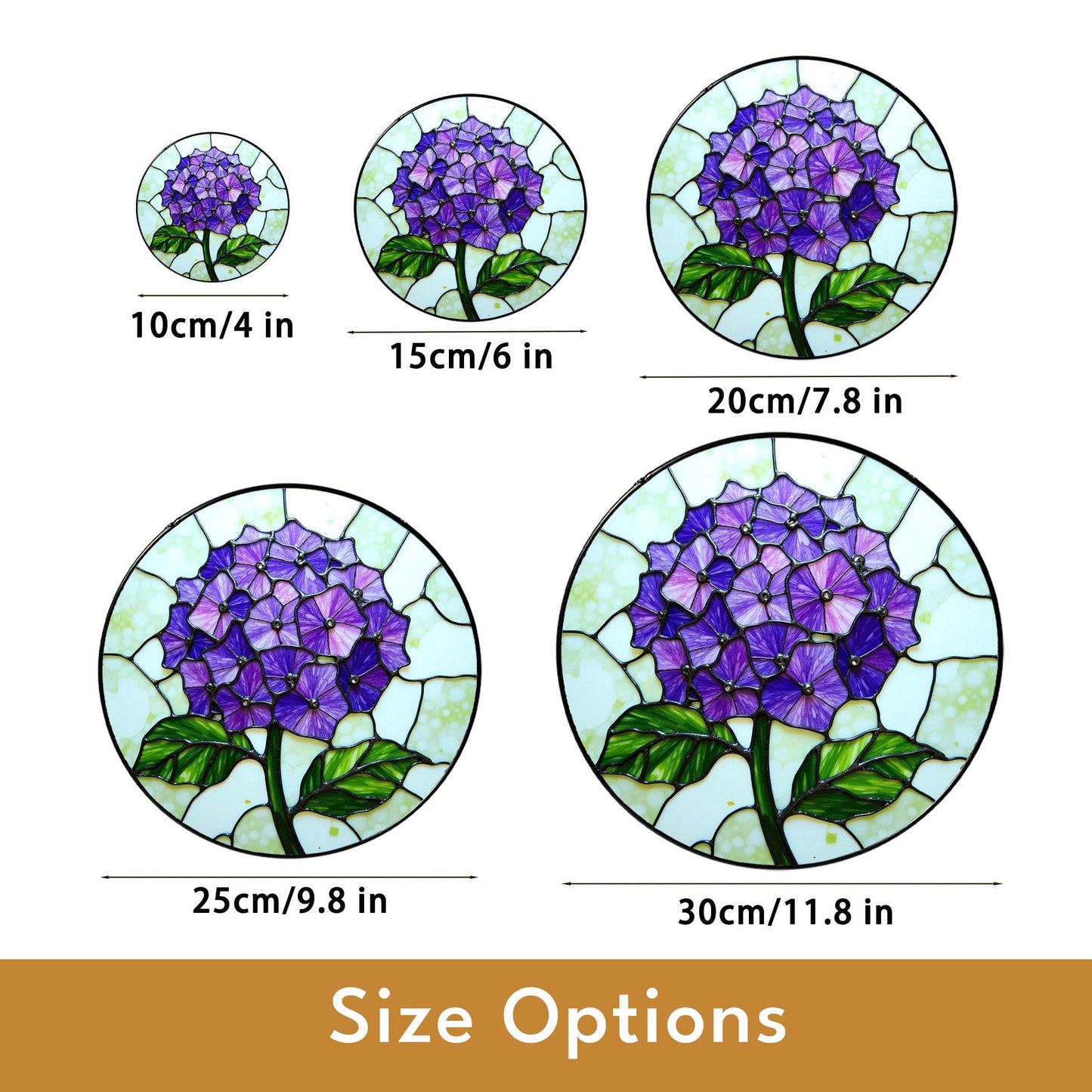 Purple Hydrangea Flower Stained Glass Suncatcher Window Decor Gift for Mom