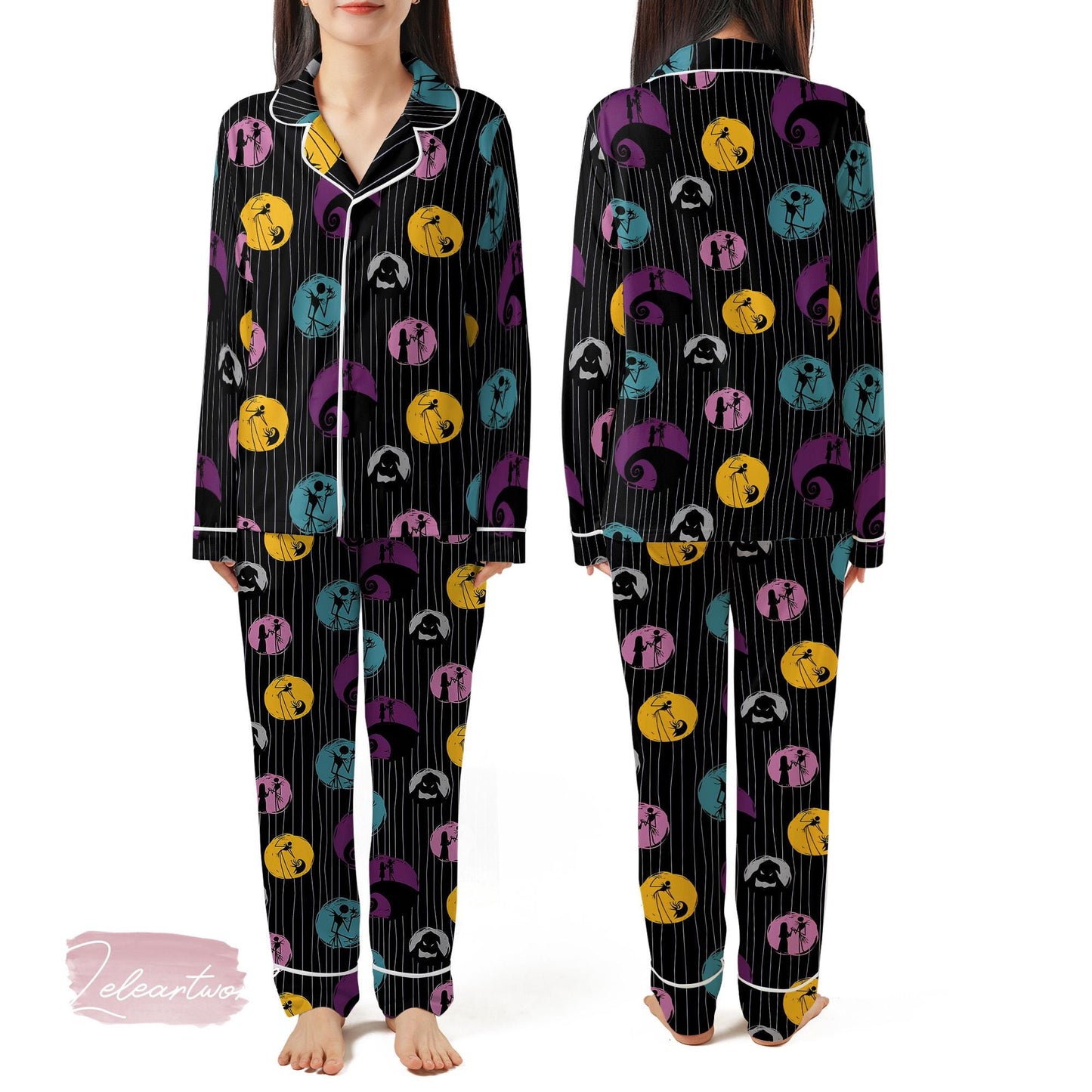 Nightmare Before Christmas Pajama Set – Jack Skellington Short Sleeve Sleepwear, Cute Halloween Loungewear Gift for Fans