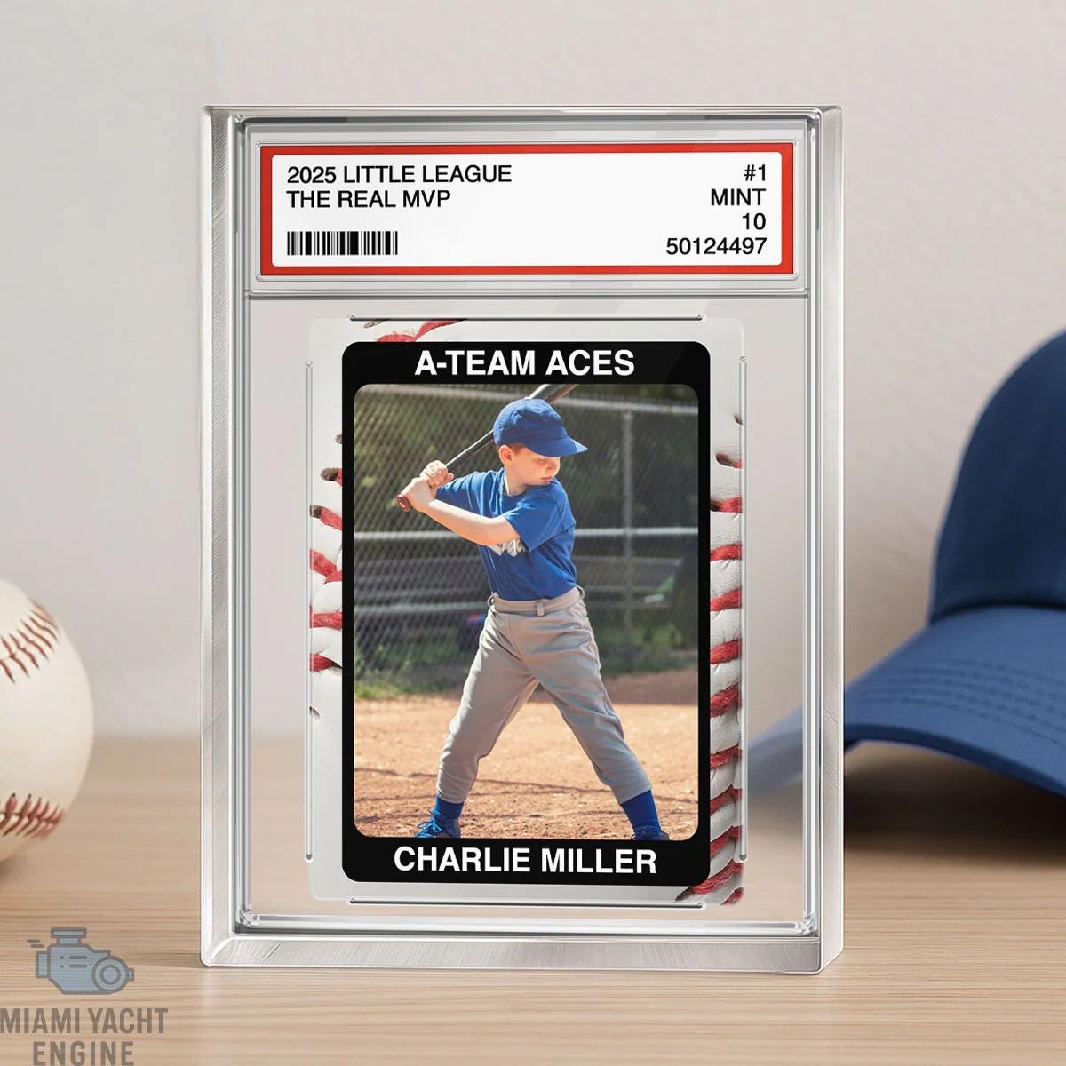 Baseball Player Gift Personalized Little League Trading Card Acrylic Block Plaque, Custom Baseball Team Photo Keepsake, Sports Award Decor