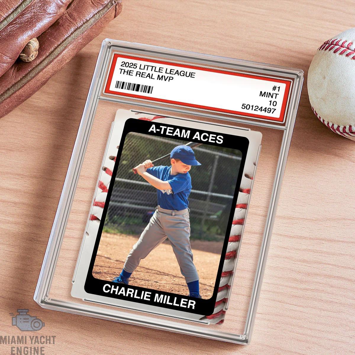 Baseball Player Gift Personalized Little League Trading Card Acrylic Block Plaque, Custom Baseball Team Photo Keepsake, Sports Award Decor