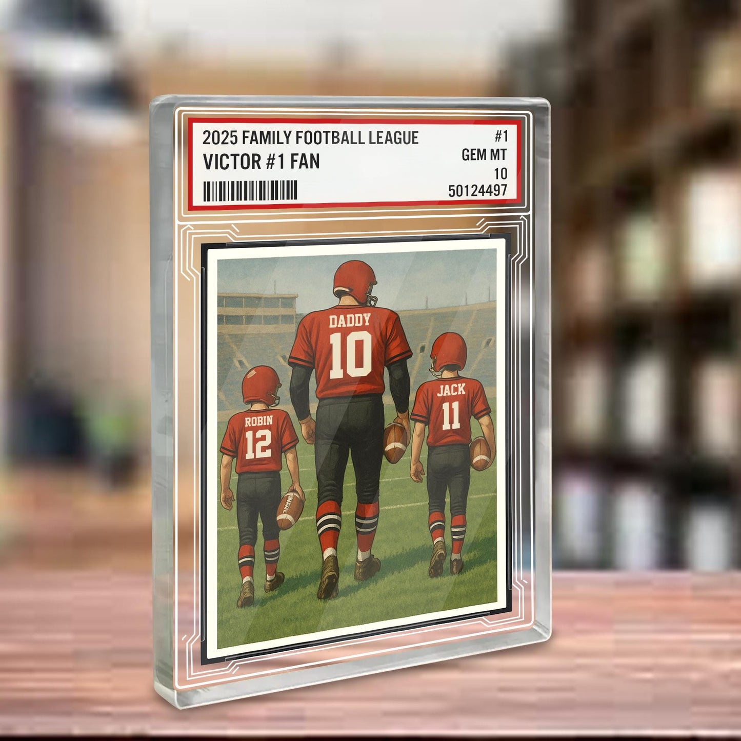 Custom Atlanta Football Acrylic Block Gift for Daddy, Personalized Sports Trading Card with Kids' Names, Dad Sports, Atlanta Team Plaque