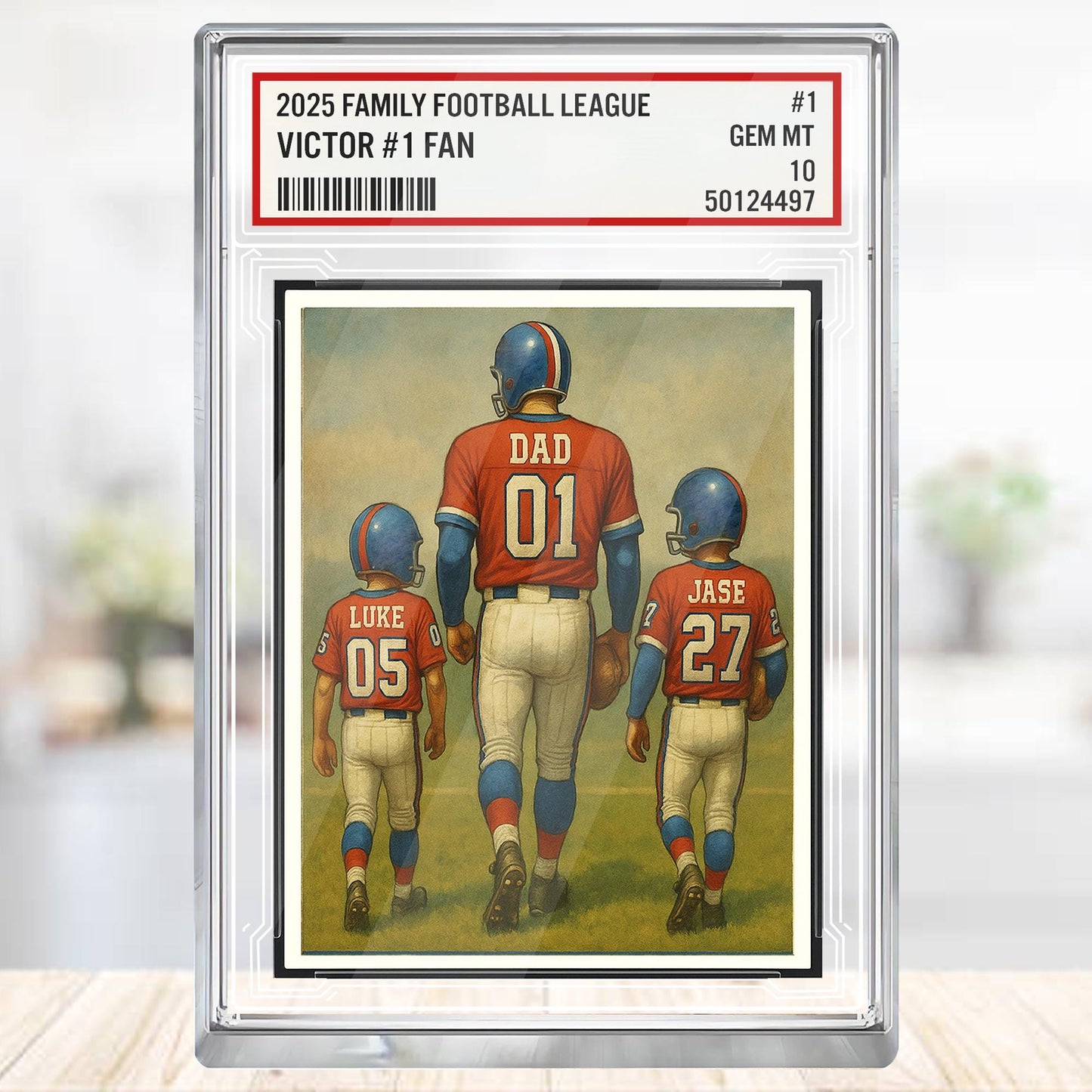 Custom Buffalo Football Acrylic Block Gift for Daddy, Personalized Sports Trading Card with Kids' Names, Dad Sports, Buffalo Team Plaque