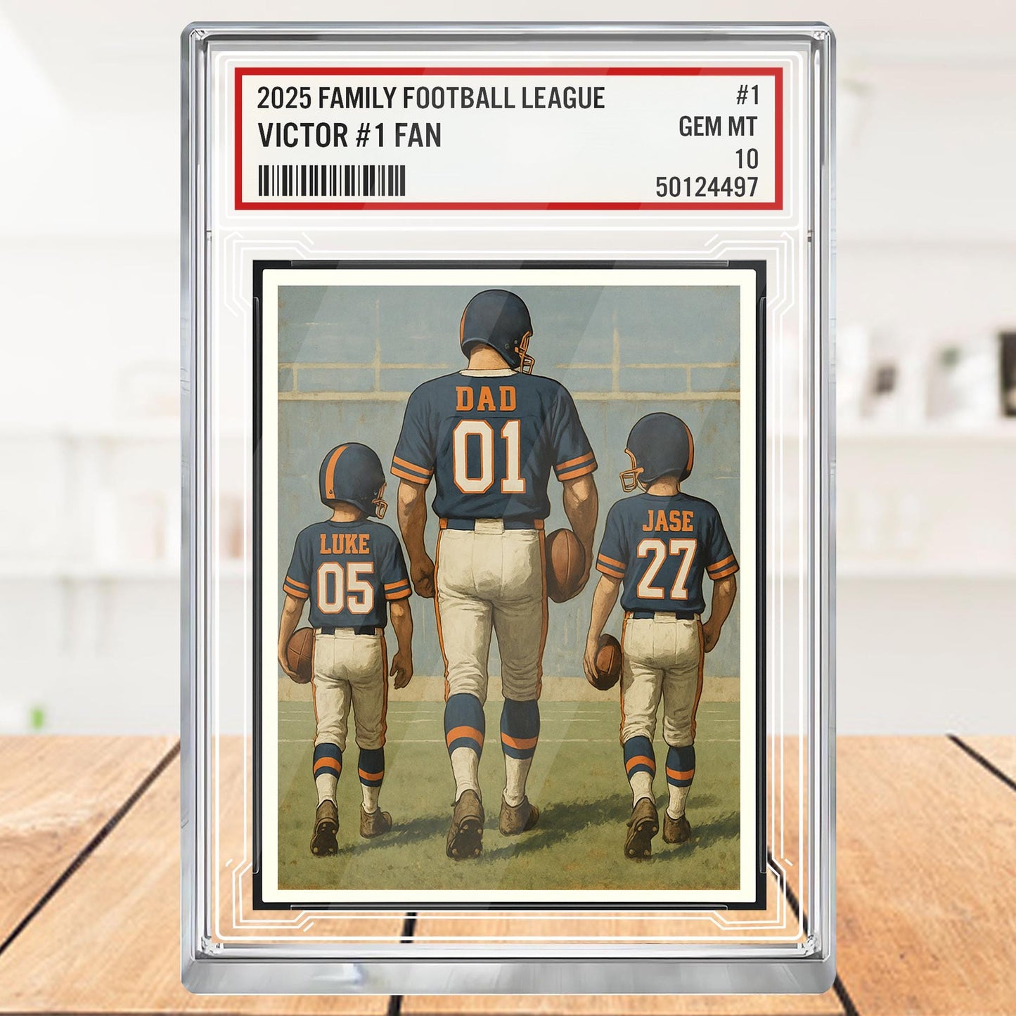 Custom Denver Football Acrylic Block Gift for Daddy, Personalized Sports Trading Card with Kids' Names, Dad Sports, Denver Team Plaque