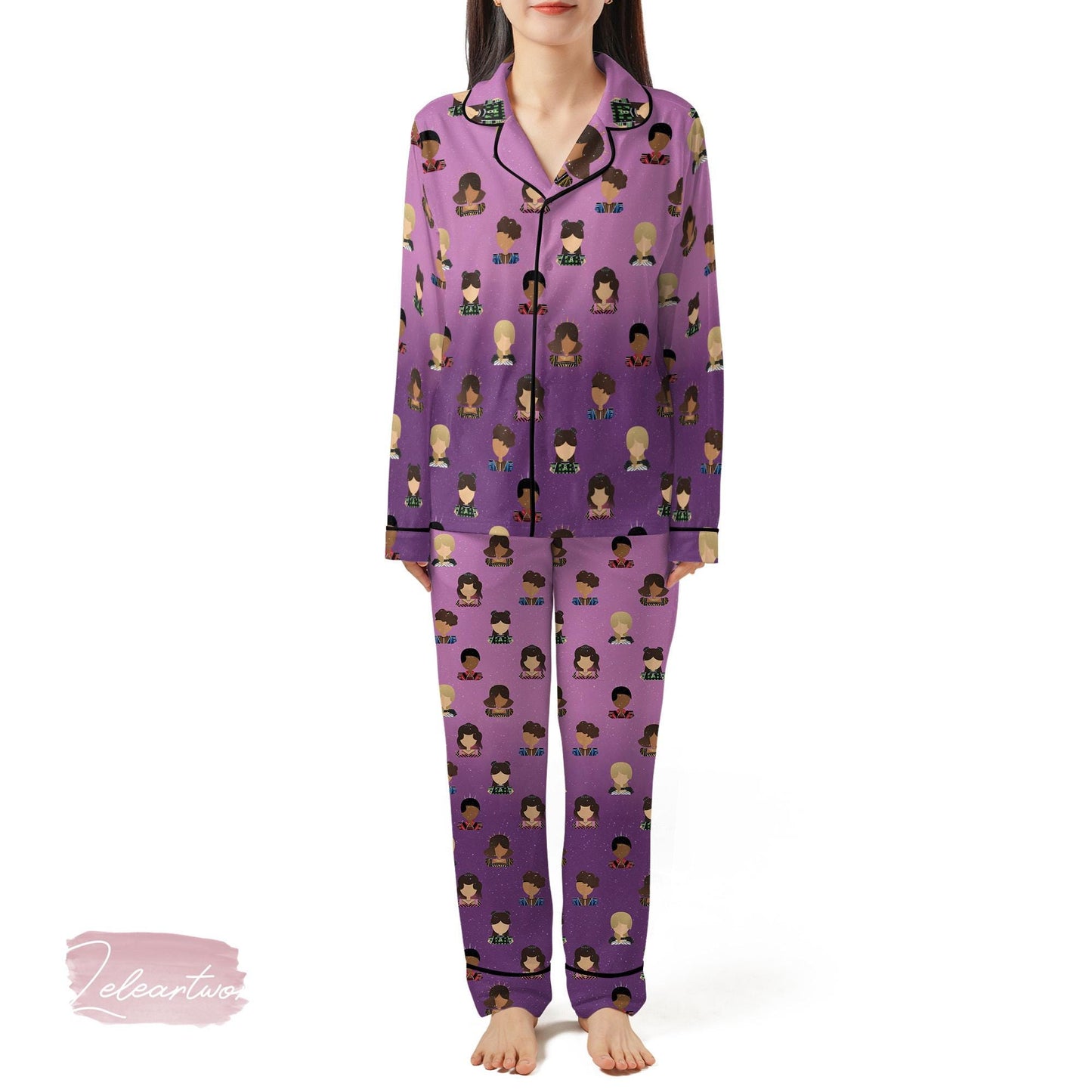 We're Six Set | Silky Satin Musical Pajama Set for Women | Broadway Queen Sleepwear | Purple Fan Art Loungewear | Lightweight Theater Gift