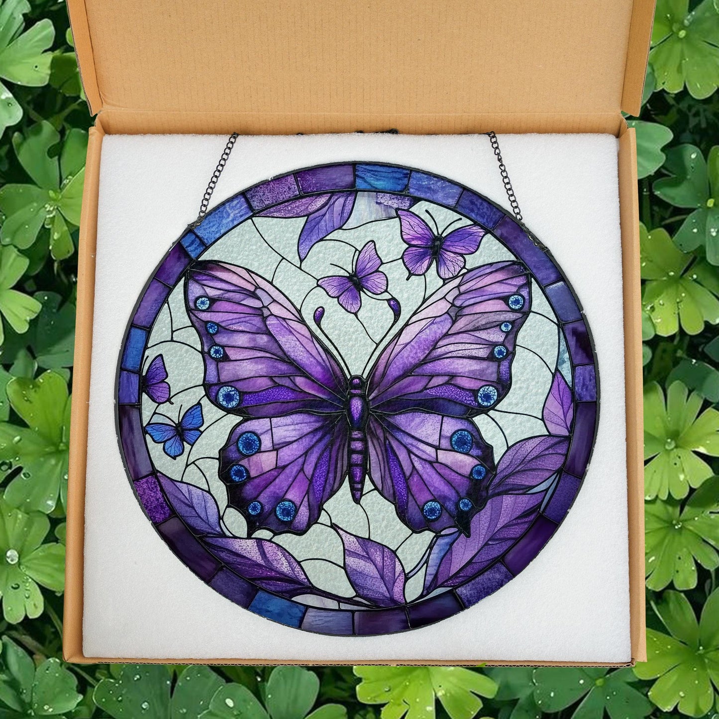 Purple Butterfly Stained Glass Suncatcher, Monarch Butterfly Decor, Butterfly Lover Gift, Butterfly Light Catcher, Gift For Mom,Garden Decor