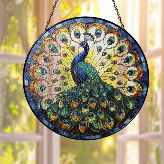 Peacock Stained GLASS Sun catcher, Peacock Sun catcher Ornament, Thanksgiving Gift, Housewarming Gift, Peacock Lover Gift, Bird Feeder Gift