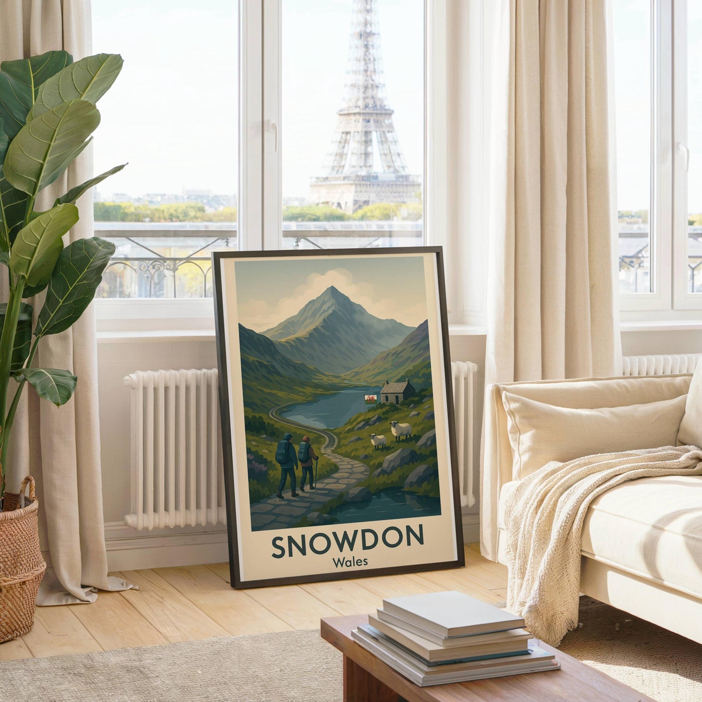 Snowdon Poster Wall Art, Snowdonia Mountain Climbing Print, Home Décor Gift for Wedding & Birthday, Three Peaks Challenge North Wales Poster