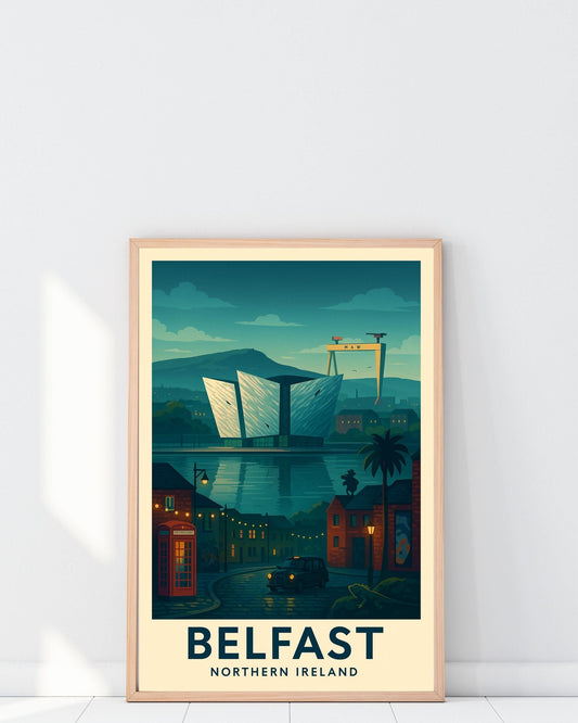 Belfast Ireland Artwork Print, Northern Ireland Wall Art Travel Decor, Britain and Ireland Map Poster Wedding & Birthday Gift For Home