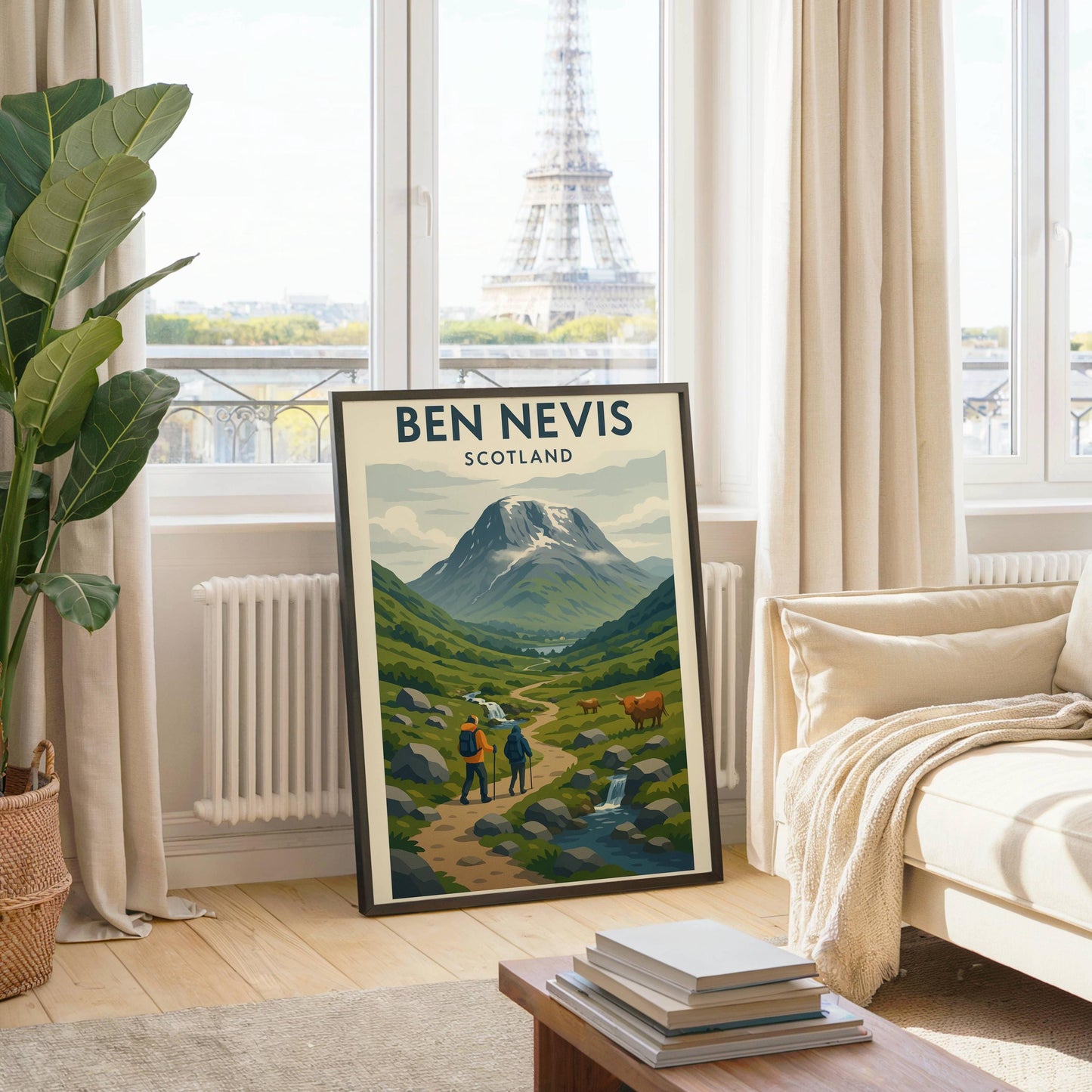 Ben Nevis Scotland Poster Wall Art, Mountain Climbing Print, Home Décor Gift for Wedding & Birthday, Three Peaks Challenge Scotland Poster