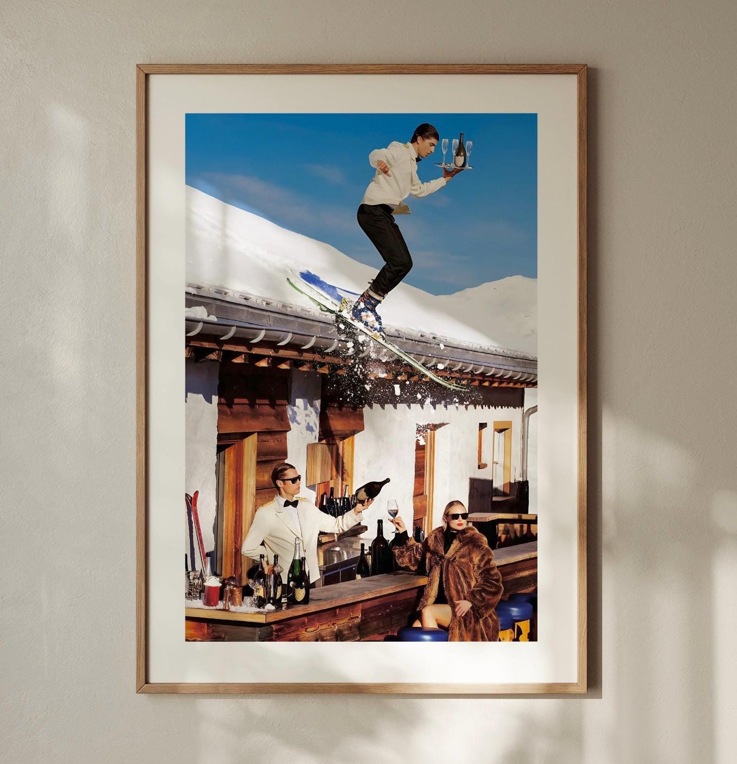 Vintage Skiing Poster: Retro Apres Ski Bar Cart Wall Art