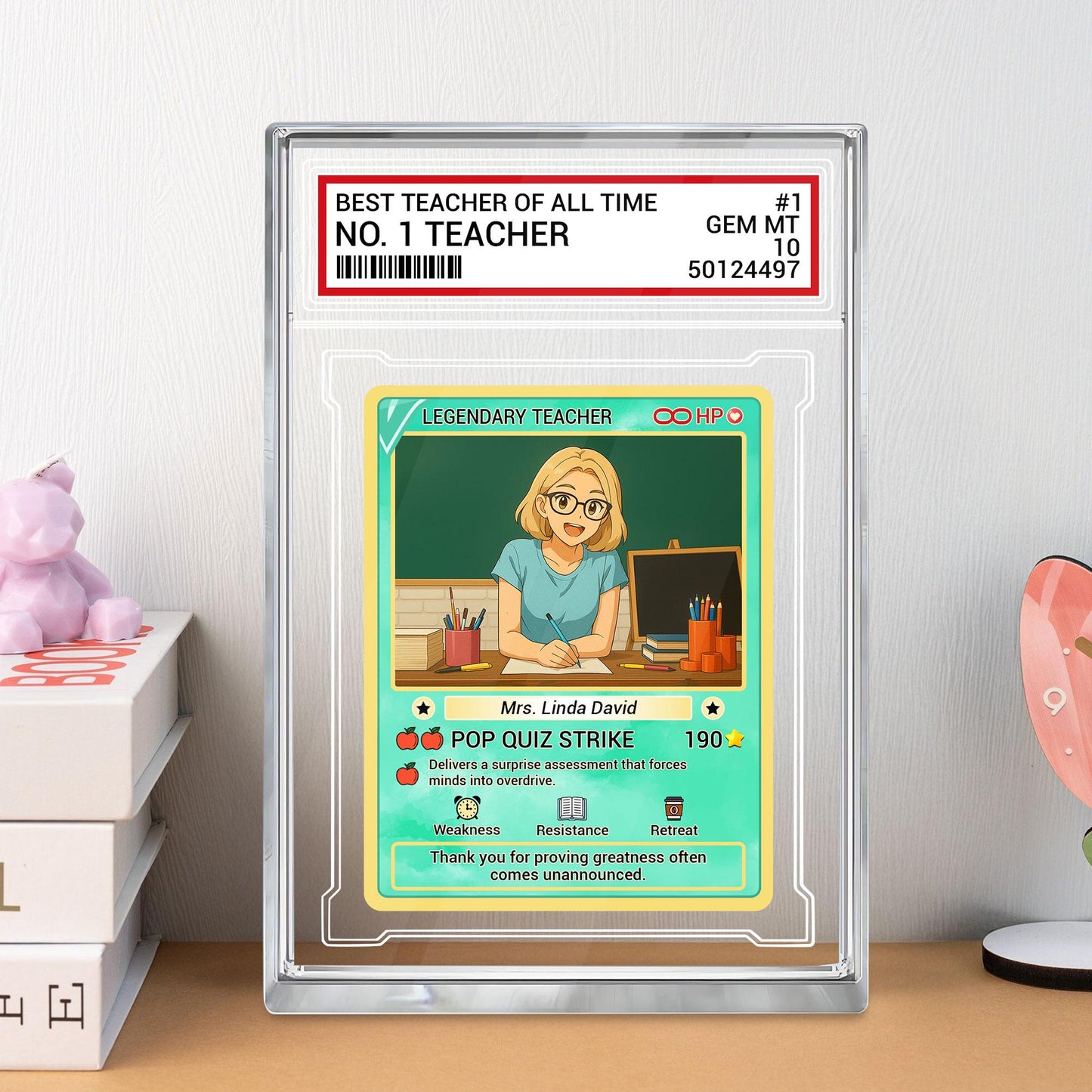 Custom photo Teacher Trading Style Acrylic Block, Back to School Teacher Gift, Teacher Appreciation Card, Personalized Desk Acrylic Plaque