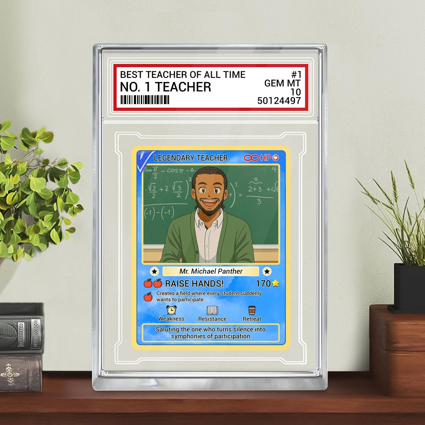 Trading Card Style Custom Photo Acrylic Block, Back to School Teacher Gift, Legendary Teacher Desk Card, Personalized Plaque Keepsake