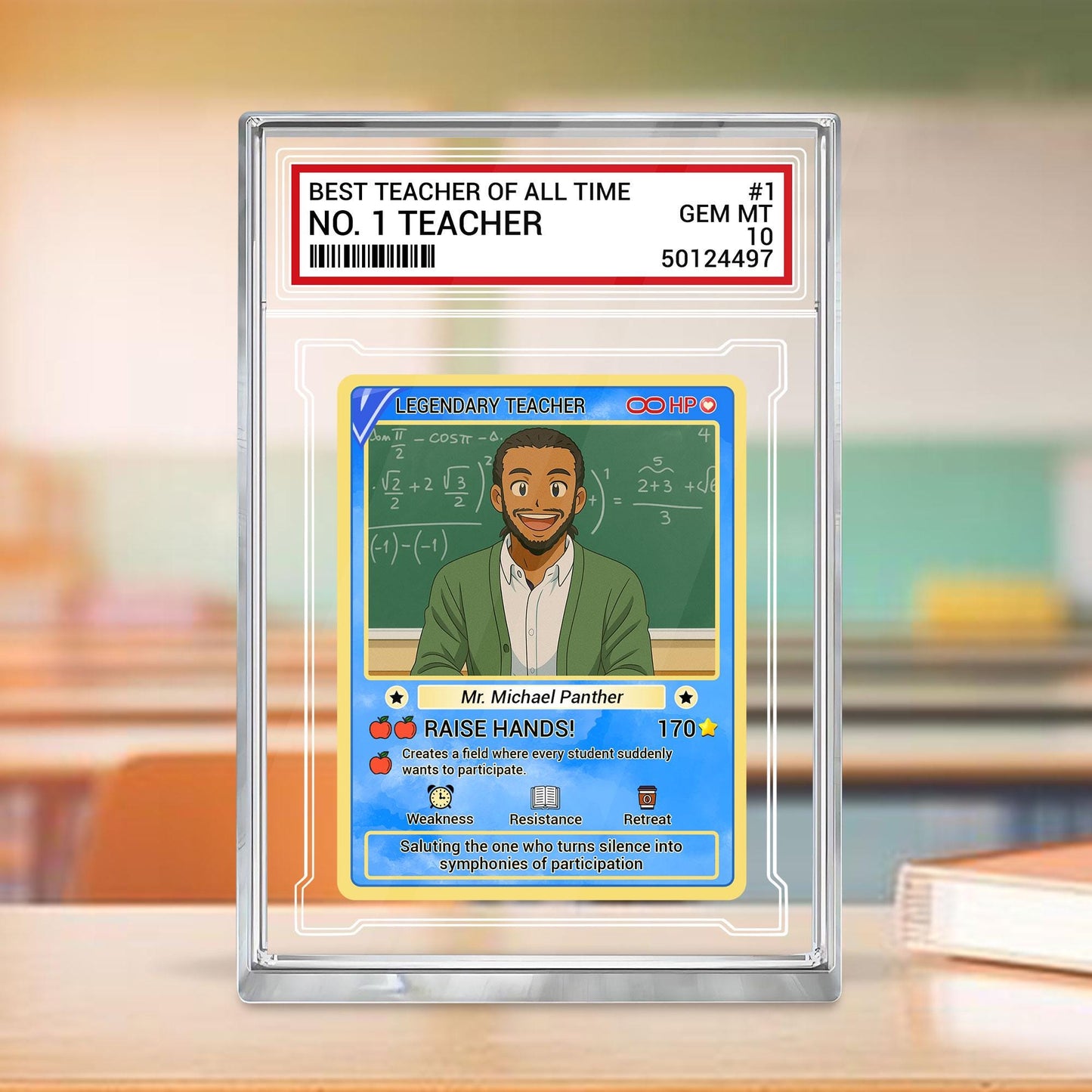 Trading Card Style Custom Photo Acrylic Block, Back to School Teacher Gift, Legendary Teacher Desk Card, Personalized Plaque Keepsake