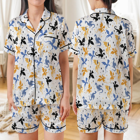 Mystical Dragon Pajama Set, Fantasy Book Sleepwear for Readers, Romantasy Nightwear, Book Lover Gift, Short Long Sleeve Pajama Set for Women