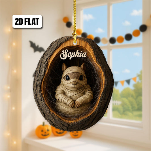 Personalized Squirrel 2D Flat Ornament, Squirrel  Rearview Mirror Car Accessories, Squirrel Halloween Ornament, Holiday Gift for Owl Lover