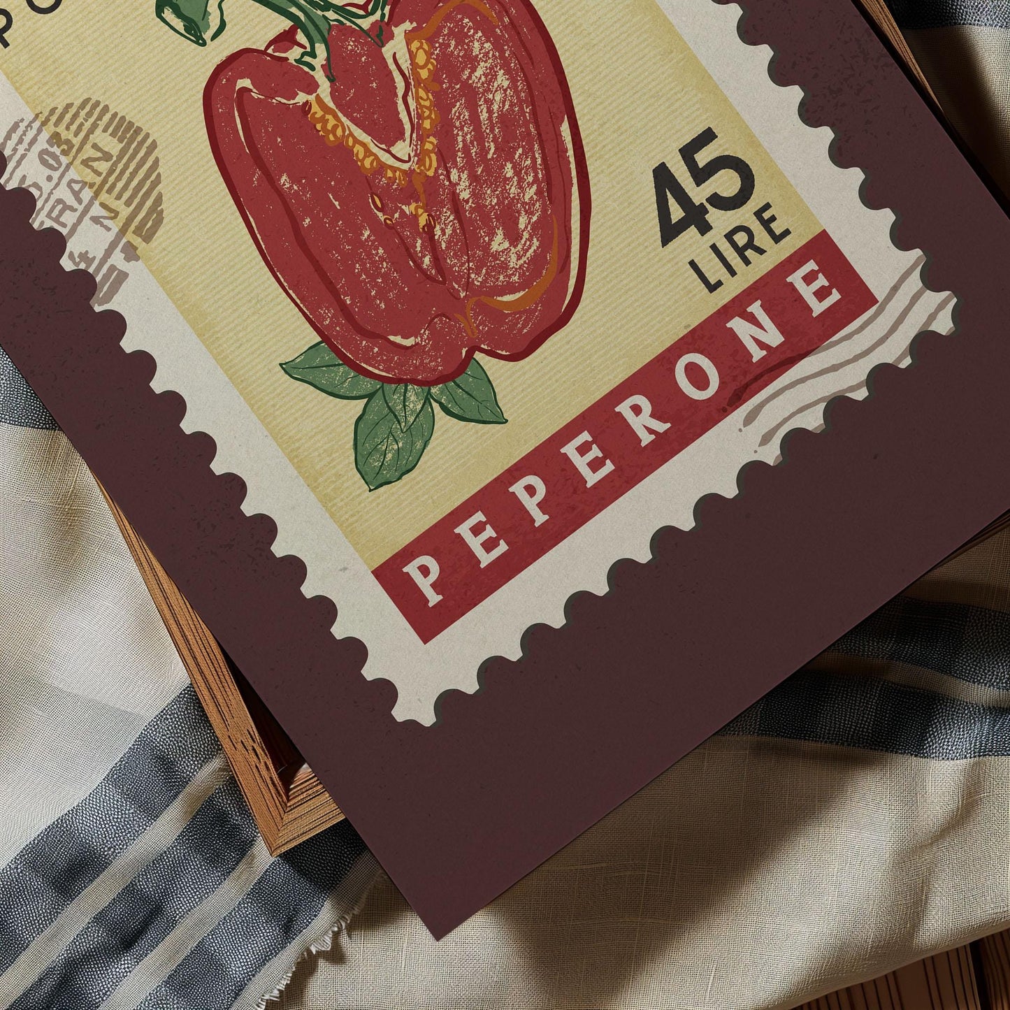 Red Bell Pepper Poster, Retro Stamp Poster | Retro Kitchen Print | Italian Food Art Print, Trendy Kitchen Decor, Unique Food Gift