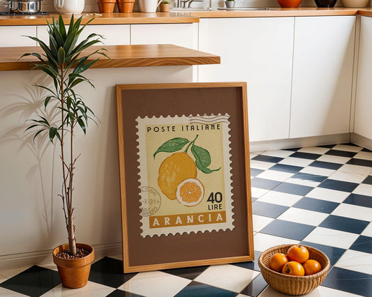 Orange Poster, Orange Fruit Market Print | Italian Food Art | Vintage Fruit Poster, Orange Wall Art, Cooking Kitchen Art
