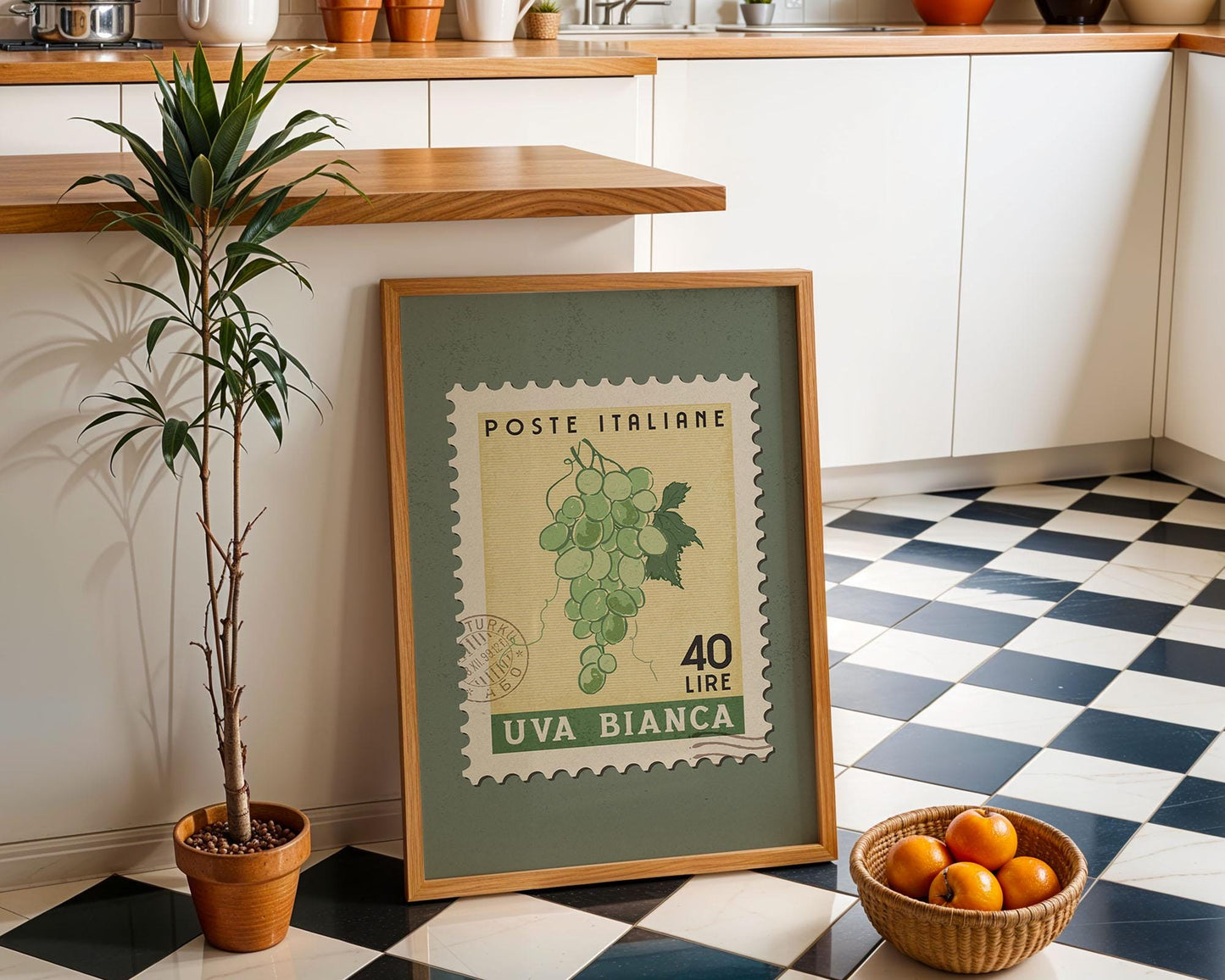 Green Grapes Poster, Green Grapes Fruit Market Print | Italian Food Art | Fruit Wall Art, Green Grapes Poster Set, Cooking Kitchen Art