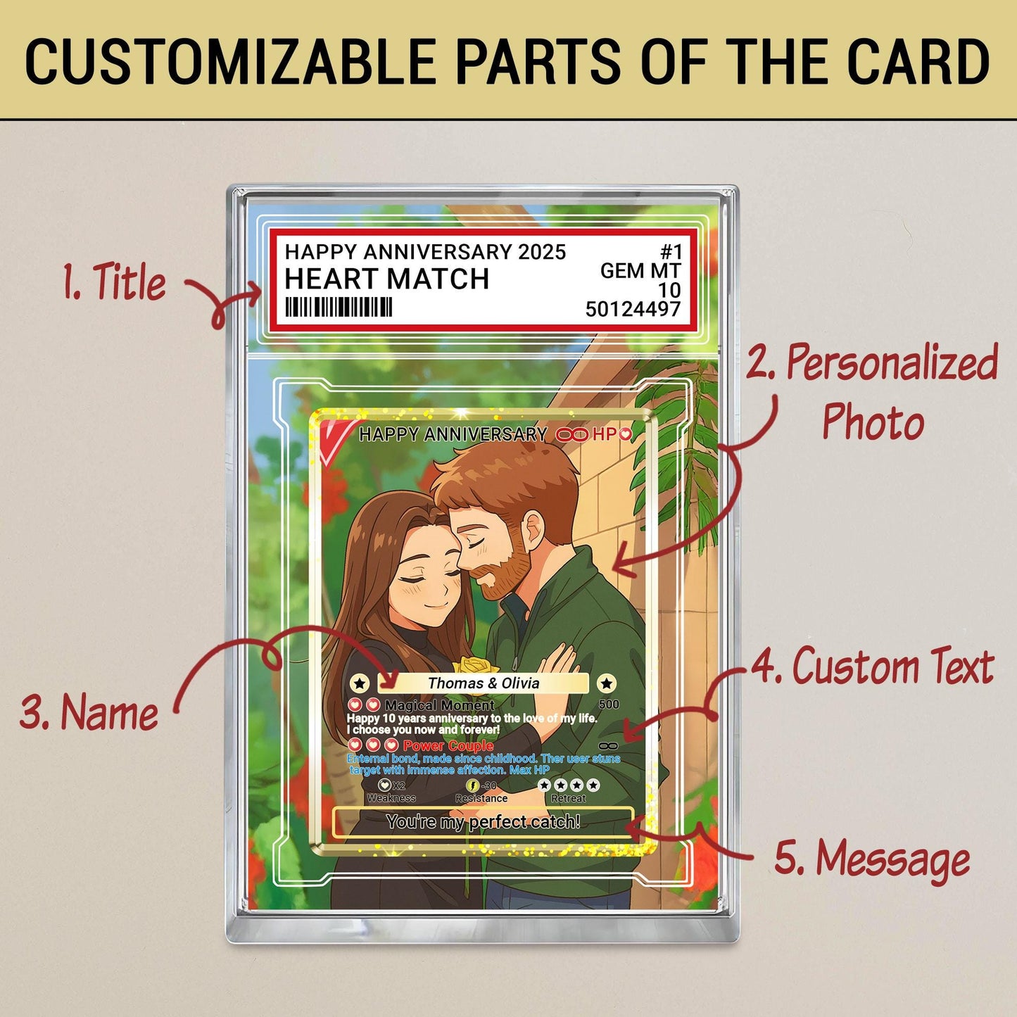 Personalized Pokémo Style Anniversary Gift Acrylic Block, Custom Couple Card From Photo, Cute Romantic Plaque Gift For Wedding, Couple