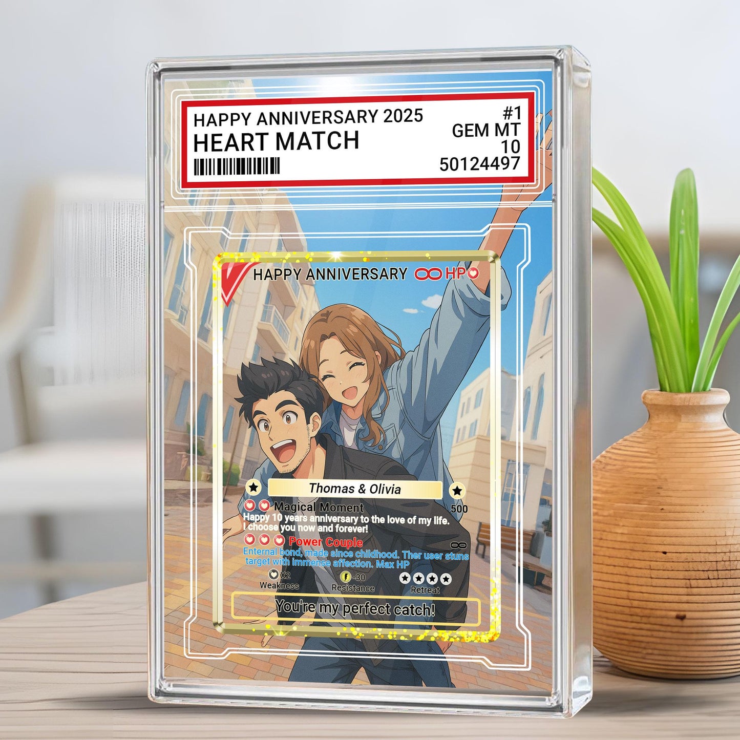 Custom Pokémo Style Anniversary Gift Acrylic Block, Personalized Couple Card From Photo, Cute Romantic Plaque Gift For Wedding, Couple