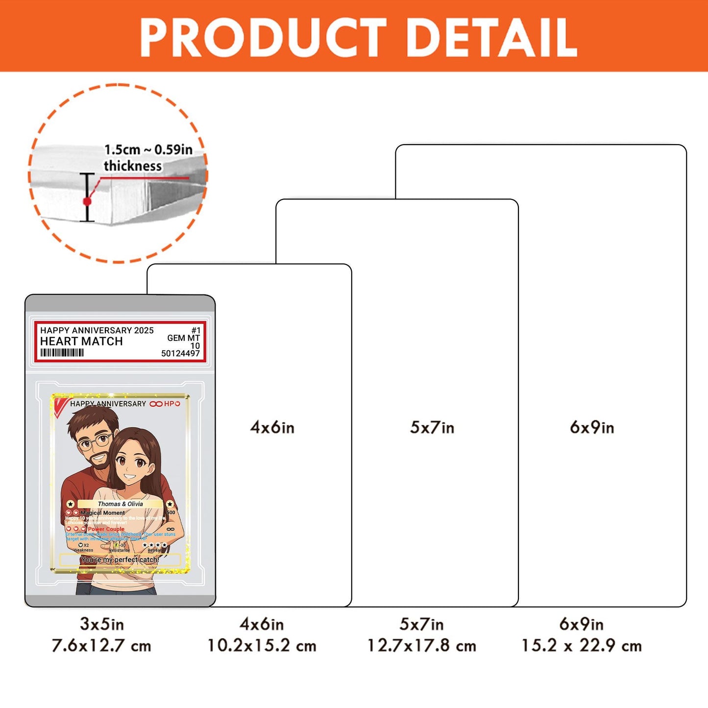 Custom Anniversary Acrylic Block Card with Personalized Couple Photo in Anime Style, Unique Pokemo-Inspired Wedding Gift, Romantic Keepsake