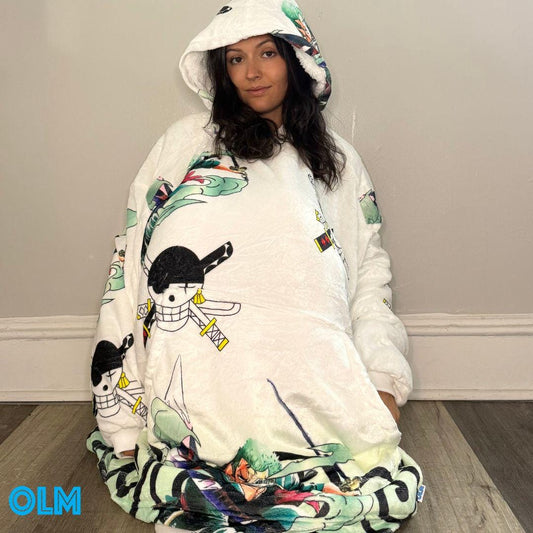 Anime Blanket Hoodie  oversize snuggle Sherpa  unisex adults and kids