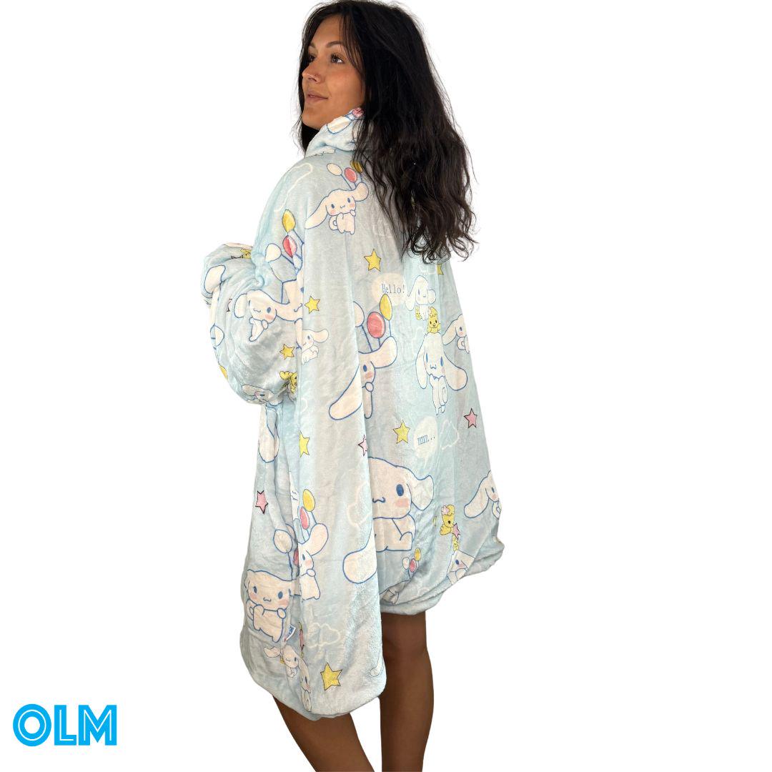 Anime Blanket Hoodie  oversize snuggle Sherpa  Cinnamoroll from hello kitty unisex adults and kids