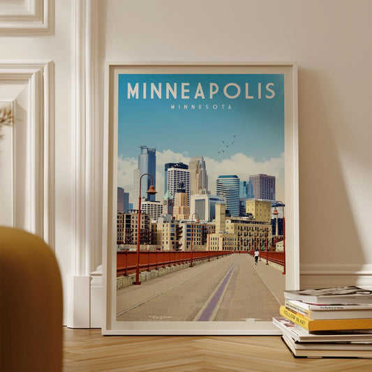 Minneapolis Poster, Minneapolis Framed Print, Minneapolis Wall Art, Minnesota Decor, Minnesota Gift, Minnesota Travel Poster, Minnesota Map