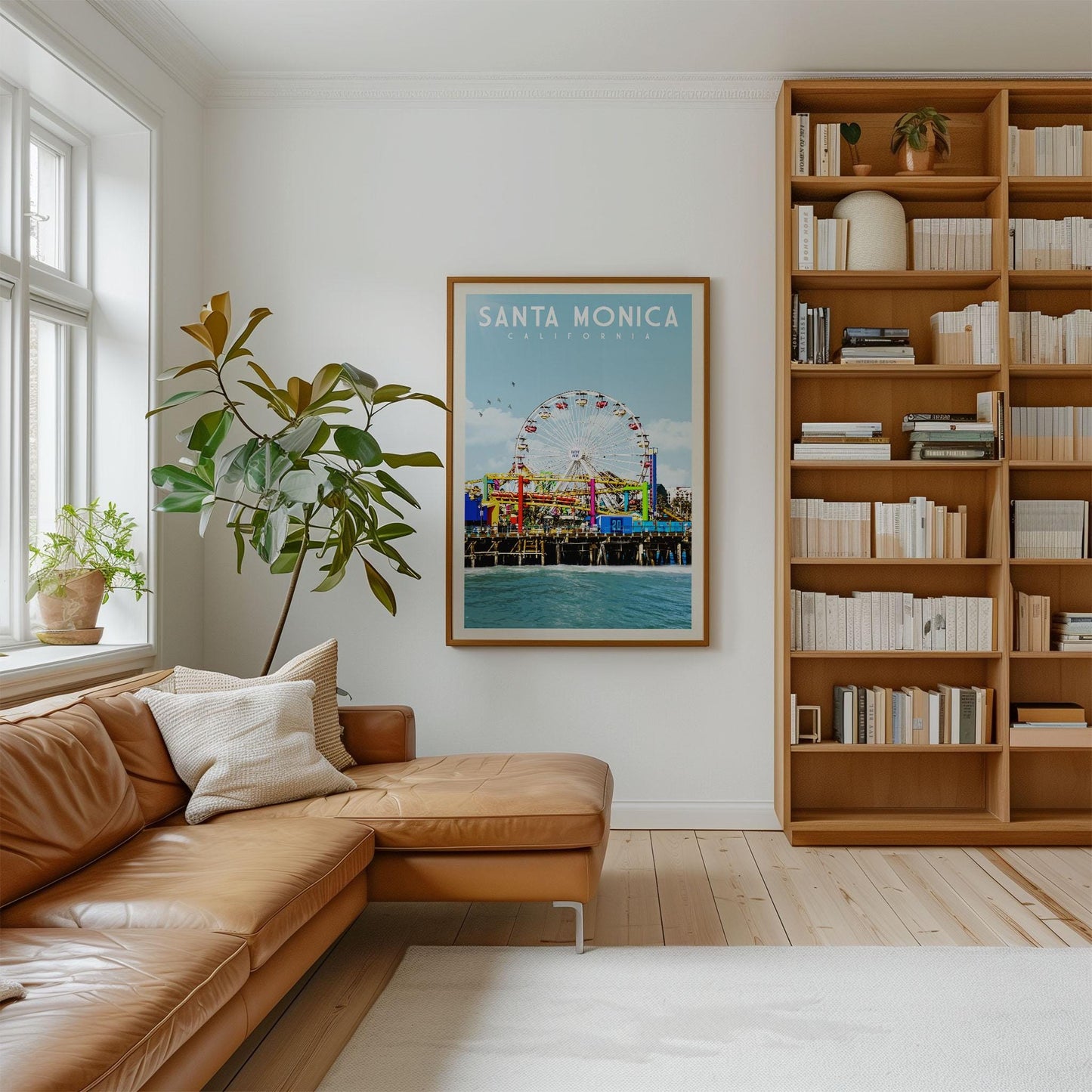 Santa Monica Poster, Santa Monica Wall Art Print | California Travel Poster | Santa Monica Print, Retro Coastal Gift