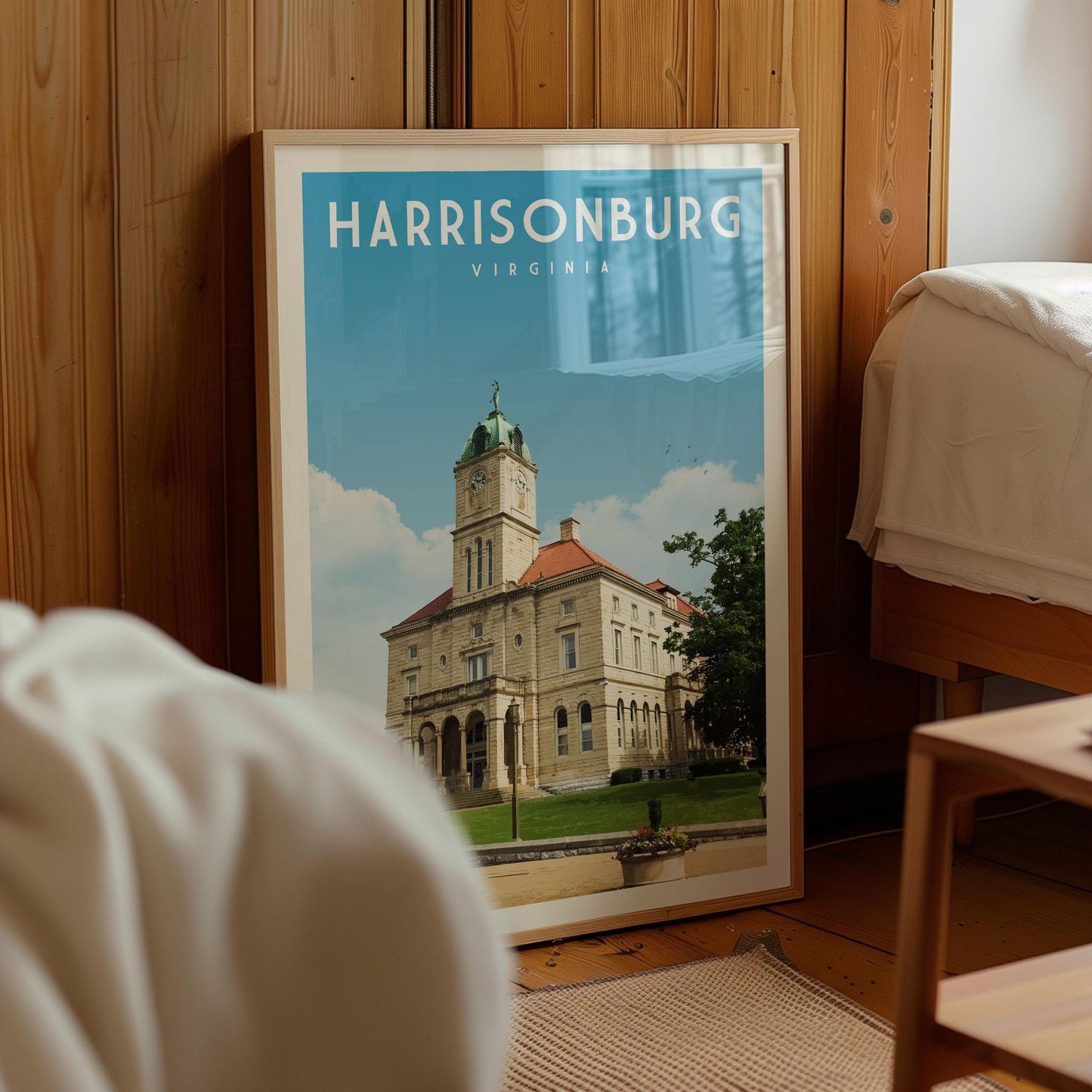 Harrisonburg Poster, Harrisonburg Wall Art Print | Vintage Virginia Travel Poster | Harrisonburg Print, Housewarming Gift Idea